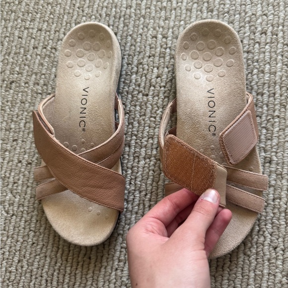 Vionic Tan Slide Sandals - Picture 9 of 11